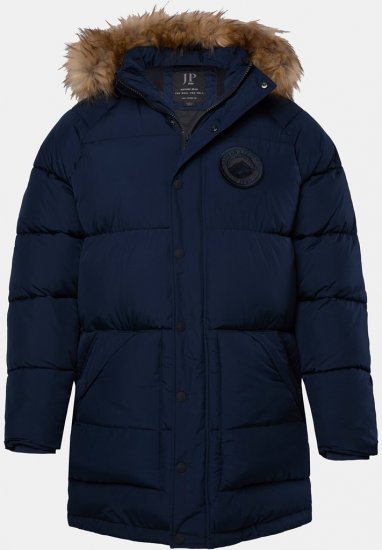 JP1880 Quilted Parka Lightweight and Warm with Faux Fur Hood Navy - Jackor - Stora jackor - 2XL-12XL