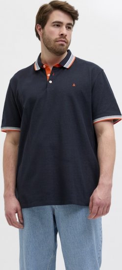 Jack & Jones Paulos Short Sleeve Polo Black Navy - Pikétröjor - Stora pikétröjor - 2XL-8XL