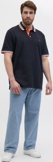 Jack & Jones Paulos Short Sleeve Polo Black Navy - Pikétröjor - Stora pikétröjor - 2XL-8XL