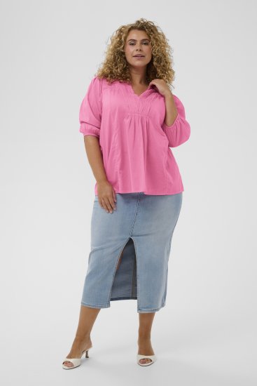 Kaffe Curve Karlia 3/4 Sleeve Blouse Pink - Blusar & tunikor - 