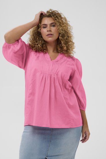 Kaffe Curve Karlia 3/4 Sleeve Blouse Pink - Blusar & tunikor - 