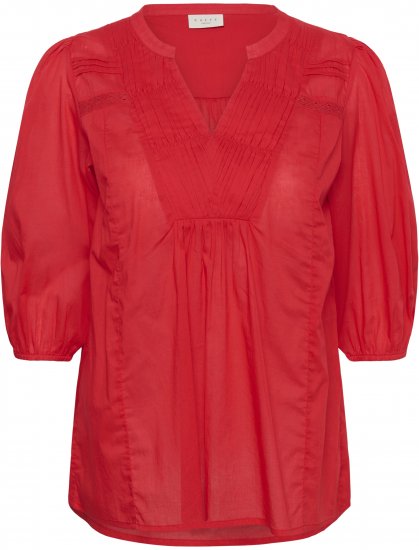 Kaffe Curve Karlia 3/4 Sleeve Blouse Red - Blusar - 