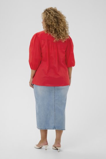 Kaffe Curve Karlia 3/4 Sleeve Blouse Red - Blusar - 
