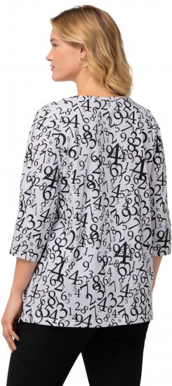 Ulla Popken Number Print 3/4 Sleeve Tee Snow White - Tryckta T-shirts för dam i stora storlekar - 