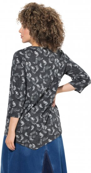 Ulla Popken Asymmetric Cowboy Boot Print Tee Black - Tryckta T-shirts för dam i stora storlekar - 
