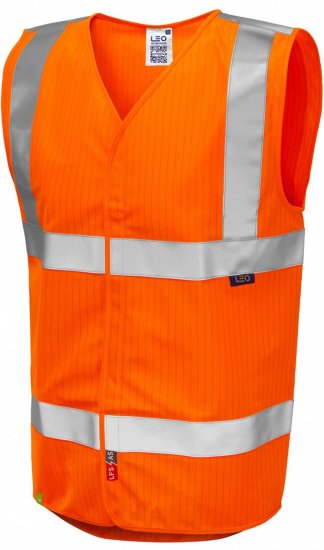 Leo Workwear Clifton Anti-static Waistcoat Hi-Vis Orange - Varselvästar - Varselvästar 3XL-6XL