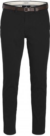 Jack & Jones Marco Adam Belted Slim Fit Chino Pants Black - Jeans & byxor - Stora Jeans och Stora Byxor