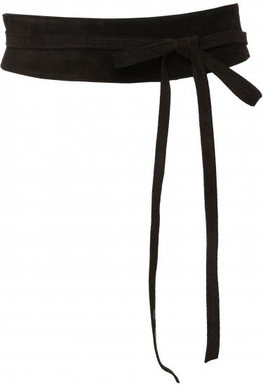 Ulla Popken Leather Tie Belt Black - Plus size-bälten för dam - 