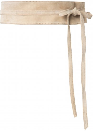 Ulla Popken Leather Tie Belt Beige - Plus size-bälten för dam - 