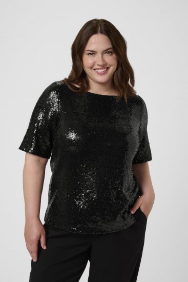 Kaffe Curve Mirana Sequin Blouse Black - Blusar - 