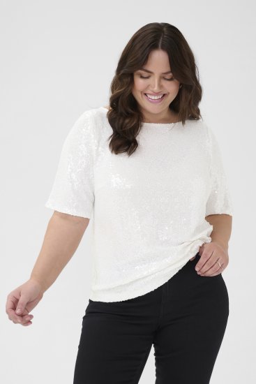 Kaffe Curve Mirana Sequin Blouse Chalk - Blusar - 