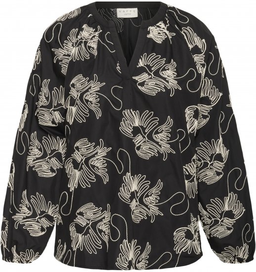 Kaffe Curve Kimmie Blouse Black Chalk Embroidery - Blusar - 