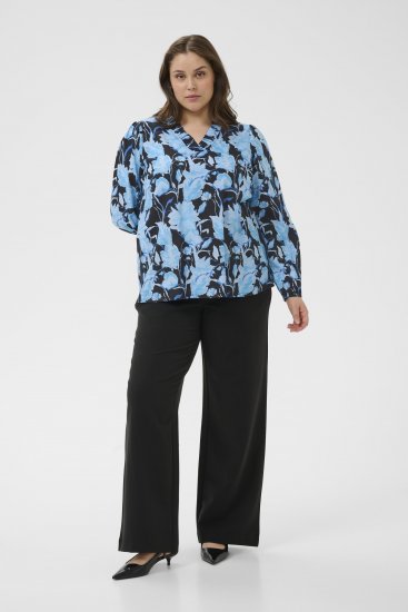 Kaffe Curve Sasja Långärmad blus Blue Snake Flower - Blusar & tunikor - 