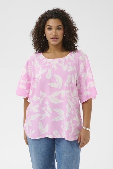 Kaffe Curve Marla Blouse Pink Frosting Chalk Leaf - Blusar - 