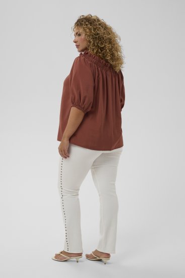 Kaffe Curve Neela Off-Shoulder Blouse Henna Brown - Blusar & tunikor - 