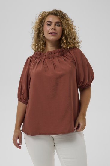 Kaffe Curve Neela Off-Shoulder Blouse Henna Brown - Blusar & tunikor - 