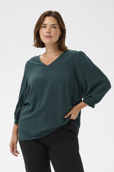 Kaffe Curve Pippi Blouse 3/4 Sleeve Magical Forest Green - Blusar & tunikor - 