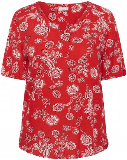 Kaffe Curve Ami Short Sleeve Blouse Printed Poppy Red - Blusar & tunikor - 