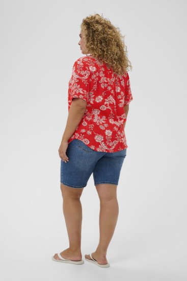 Kaffe Curve Ami Short Sleeve Blouse Printed Poppy Red - Blusar & tunikor - 