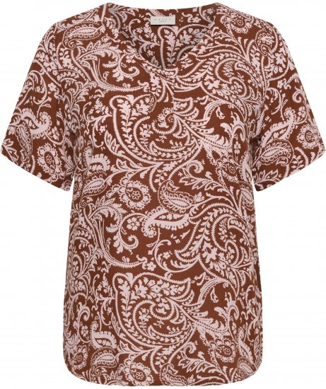 Kaffe Curve Ami Short Sleeve Blouse Printed Henna Brown - Blusar & tunikor - 