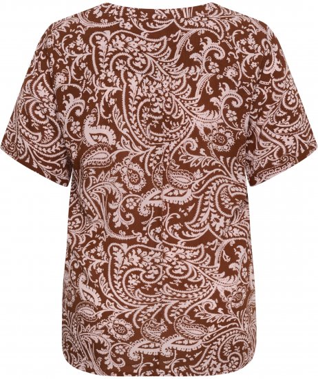 Kaffe Curve Ami Short Sleeve Blouse Printed Henna Brown - Blusar & tunikor - 