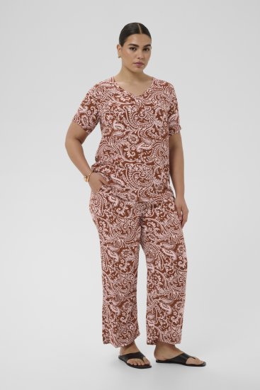 Kaffe Curve Ami Short Sleeve Blouse Printed Henna Brown - Blusar & tunikor - 