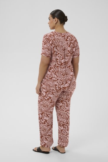 Kaffe Curve Ami Short Sleeve Blouse Printed Henna Brown - Blusar & tunikor - 
