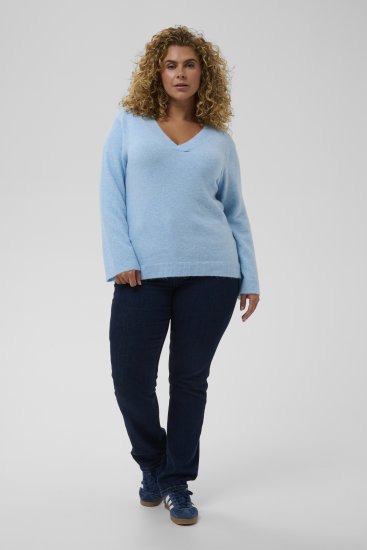 Kaffe Curve Jilanda V-Neck Pullover Blue - Tröjor & stickat - 