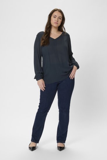 Kaffe Curve Ami Långärmad Blus Mörk Marinblå - T-shirts - 