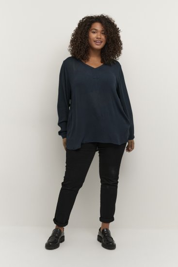 Kaffe Curve Ami Långärmad Blus Mörk Marinblå - T-shirts - 