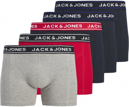 Jack & Jones Hector Solid Trunks 5-Pack Grey - Boxershorts - Boxershorts för herrar i stora storlekar