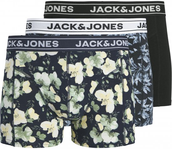Jack & Jones Acray Flower Boxers 3-Pack Black/Navy - Underkläder & badkläder - Stora underkläder för män
