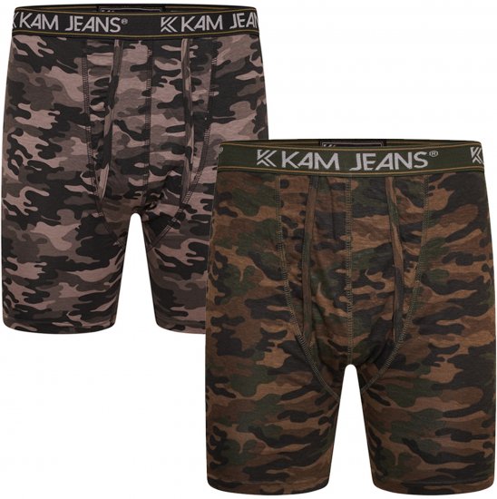 Kam Jeans 813 Camo Print Boxers Charcoal Khaki - Boxershorts - Boxershorts för herrar i stora storlekar