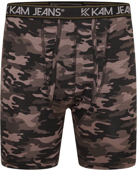 Kam Jeans 813 Camo Print Boxers Charcoal Khaki - Boxershorts - Boxershorts för herrar i stora storlekar