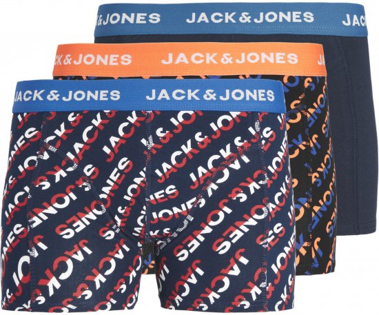 Jack & Jones Logo Trunks 3-Pack Navy Blazer - Underkläder & badkläder - Stora underkläder för män