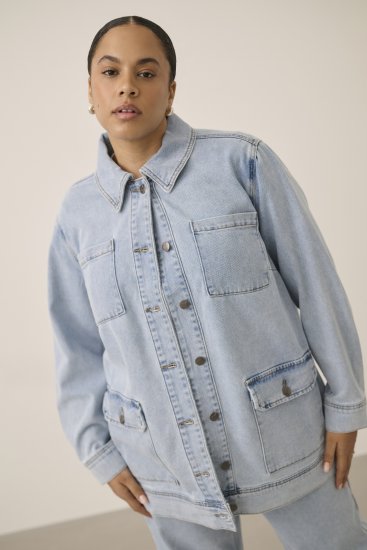 Kaffe Curve Ninna Casual Jacket Light Blue Washed - Jackor - 