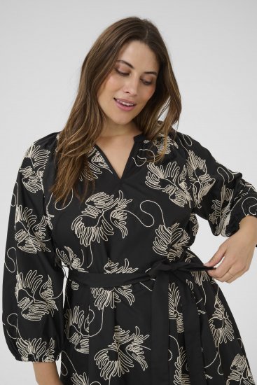 Kaffe Curve Kimmie Dress Black Chalk Embroidery - Midiklänningar - 