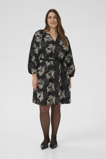 Kaffe Curve Kimmie Dress Black Chalk Embroidery - Midiklänningar - 