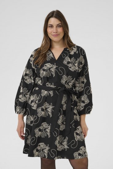 Kaffe Curve Kimmie Dress Black Chalk Embroidery - Midiklänningar - 