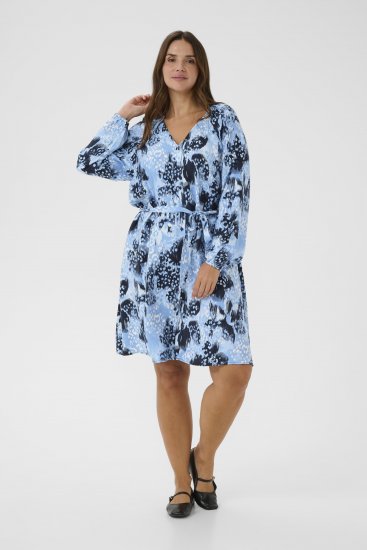 Kaffe Curve Aliana Dress Blue Flower Animal - Midiklänningar - 