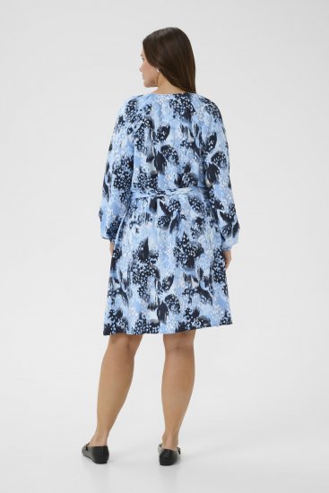 Kaffe Curve Aliana Dress Blue Flower Animal - Midiklänningar - 