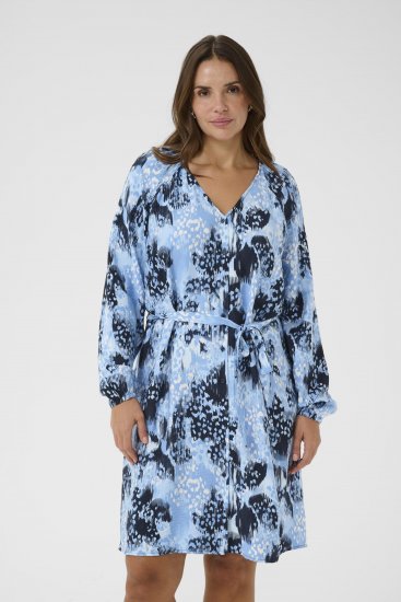 Kaffe Curve Aliana Dress Blue Flower Animal - Midiklänningar - 