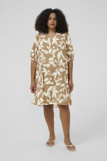 Kaffe Curve Marla Dress Oak Chalk Leaf - Midiklänningar - 