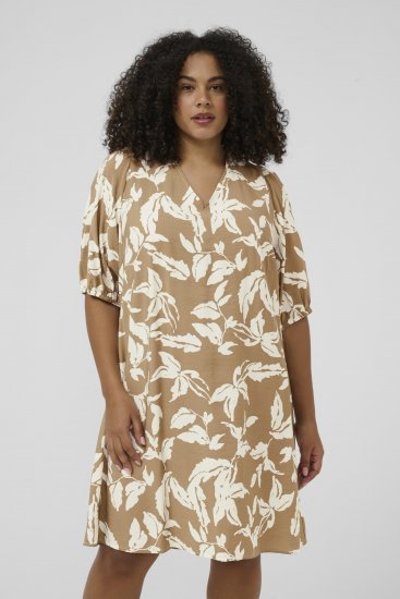 Kaffe Curve Marla Dress Oak Chalk Leaf - Midiklänningar - 