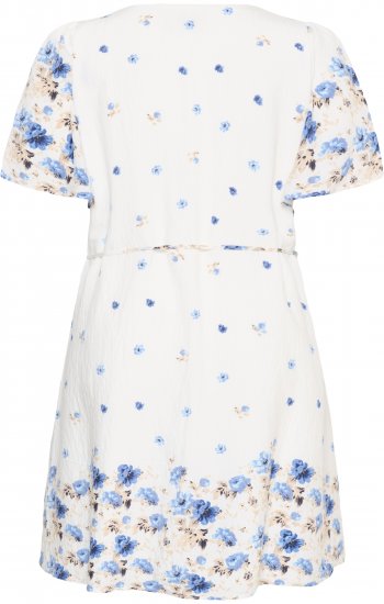 Kaffe Curve Rosa Mini Dress Blue Tones Border Flower - Sommarklänningar - 