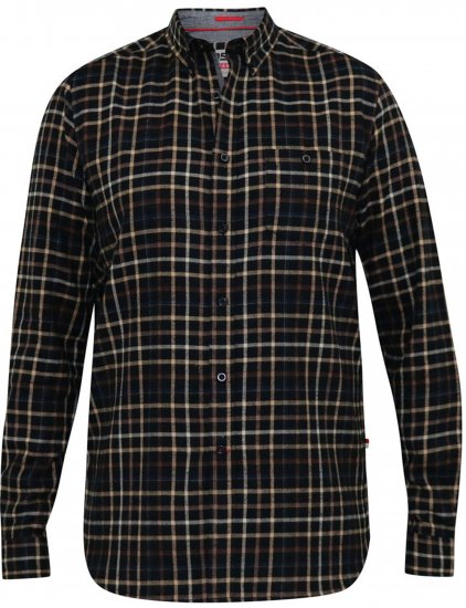 D555 Destin Checked Long Sleeve Shirt Black/Tan Check - Skjortor med lång ärm - 