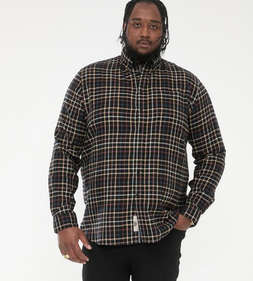 D555 Destin Checked Long Sleeve Shirt Black/Tan Check - Skjortor med lång ärm - 