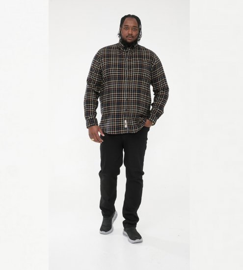 D555 Destin Checked Long Sleeve Shirt Black/Tan Check - Skjortor med lång ärm - 