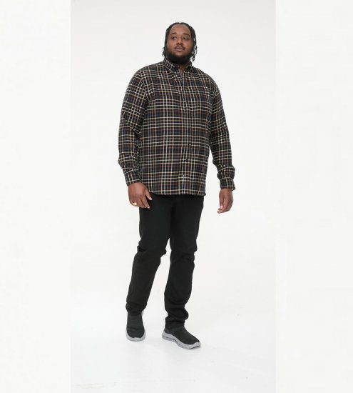 D555 Destin Checked Long Sleeve Shirt Black/Tan Check - Skjortor med lång ärm - 