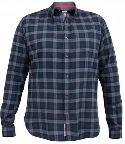 D555 Luton Checked Flanell Shirt Navy - Skjortor - Stora skjortor - 2XL-8XL